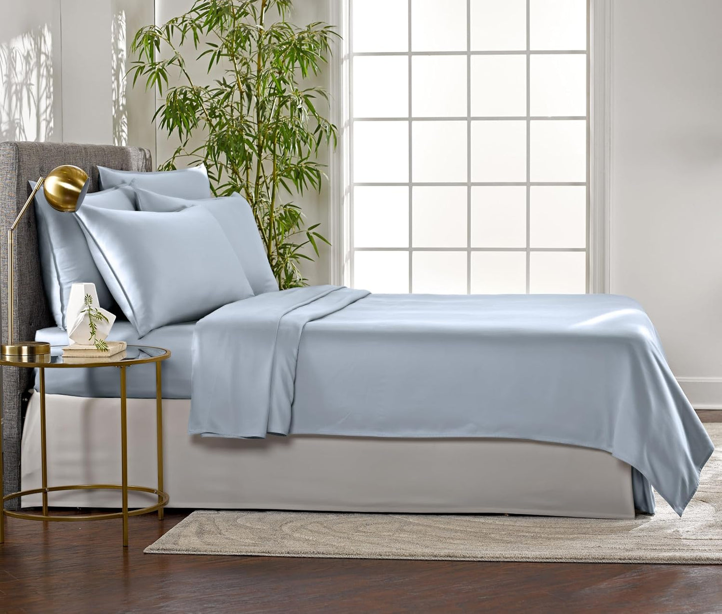 Pure Bamboo Queen Sheets - Luxuriously Soft 100% Organic Viscose Bed Sheet Set | Cooling & Durable (Queen, Sterling Blue)
