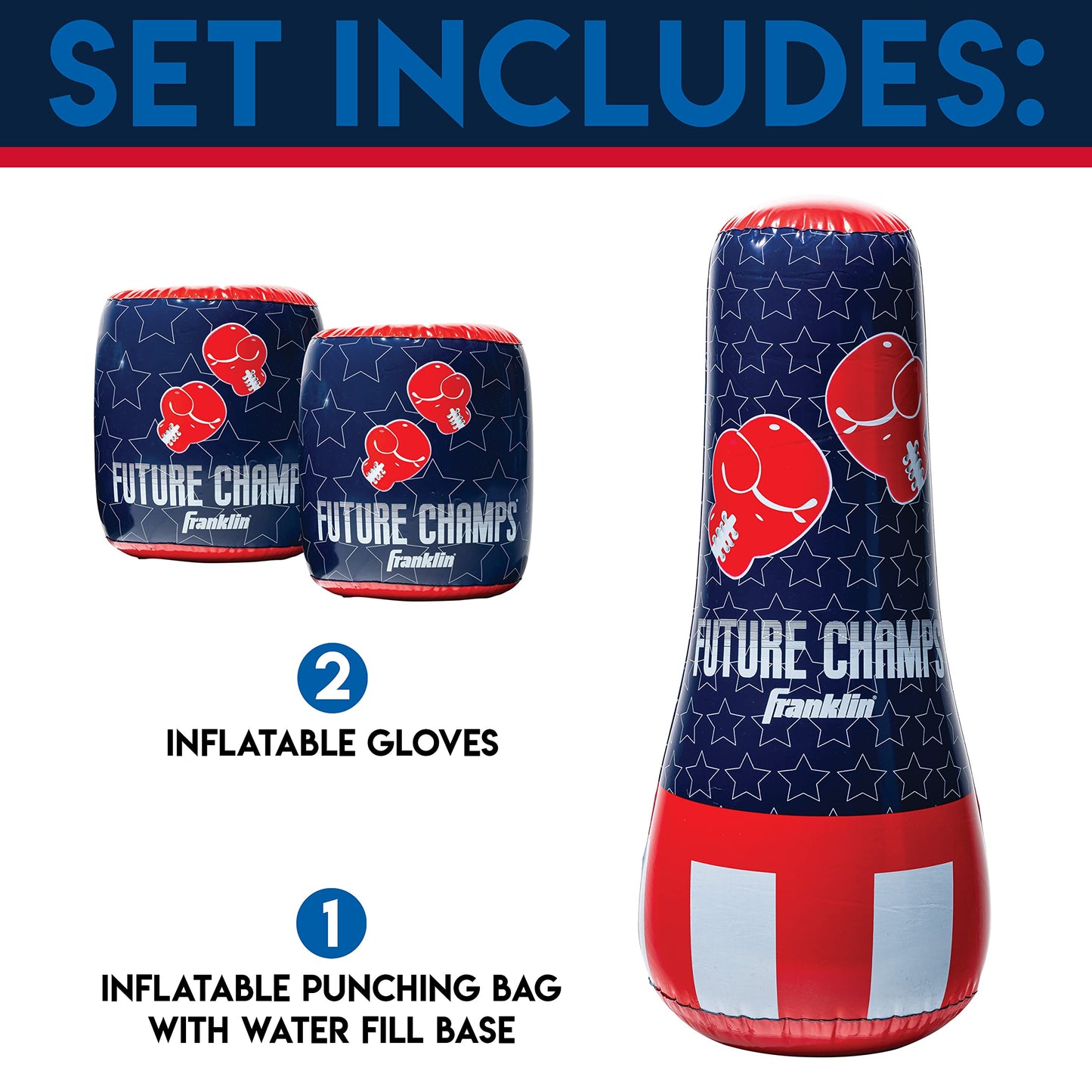 Franklin Sports Inflatable Punching Bag & Glove Set - Future Champs - 42 x 19 x 19 inches
