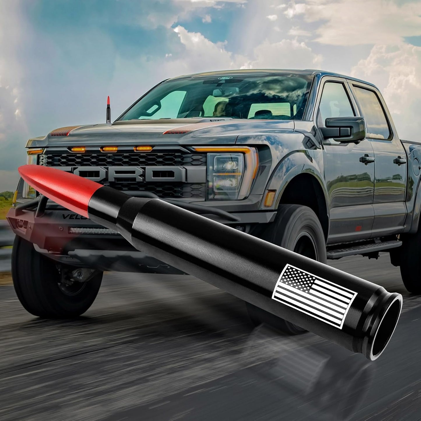 Junecarp American Flag Car Bullet Antenna,Truck Exterior Decoration Accessories[New Upgrade Flag Design] Car Antenna