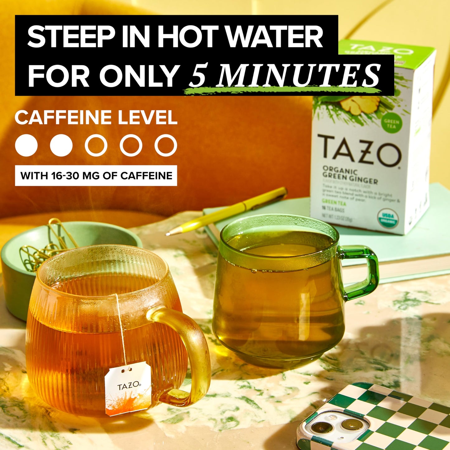 TAZO Organic Green Tea, Green Ginger, 96 Total Tea Bags (16ct - Pack of 6)