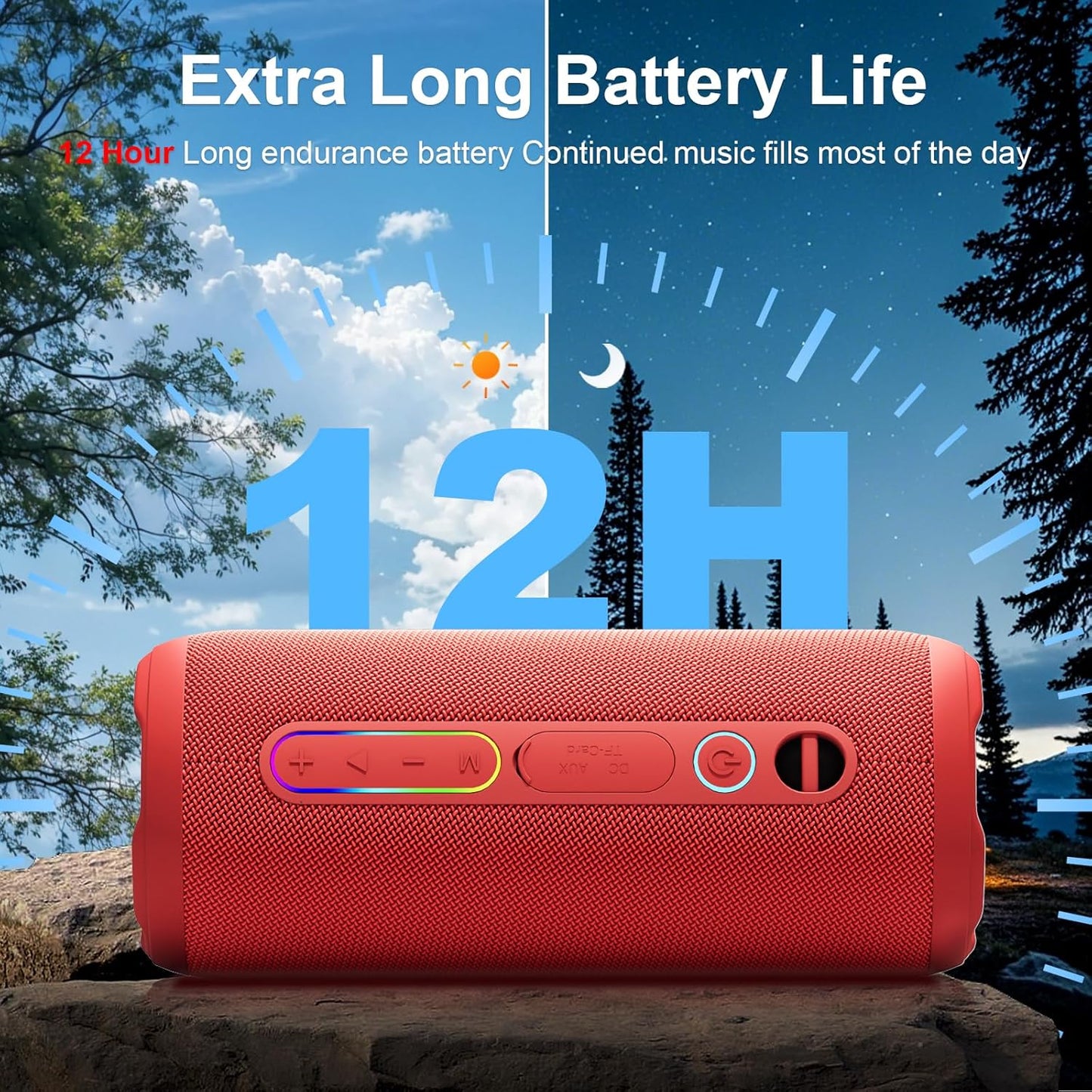 YOLOEMOT IPX7 24W 5.3, 12 Bluetooth Speaker Waterproof, Beach Speaker Waterproof Sandproof with Loud Stereo Sound