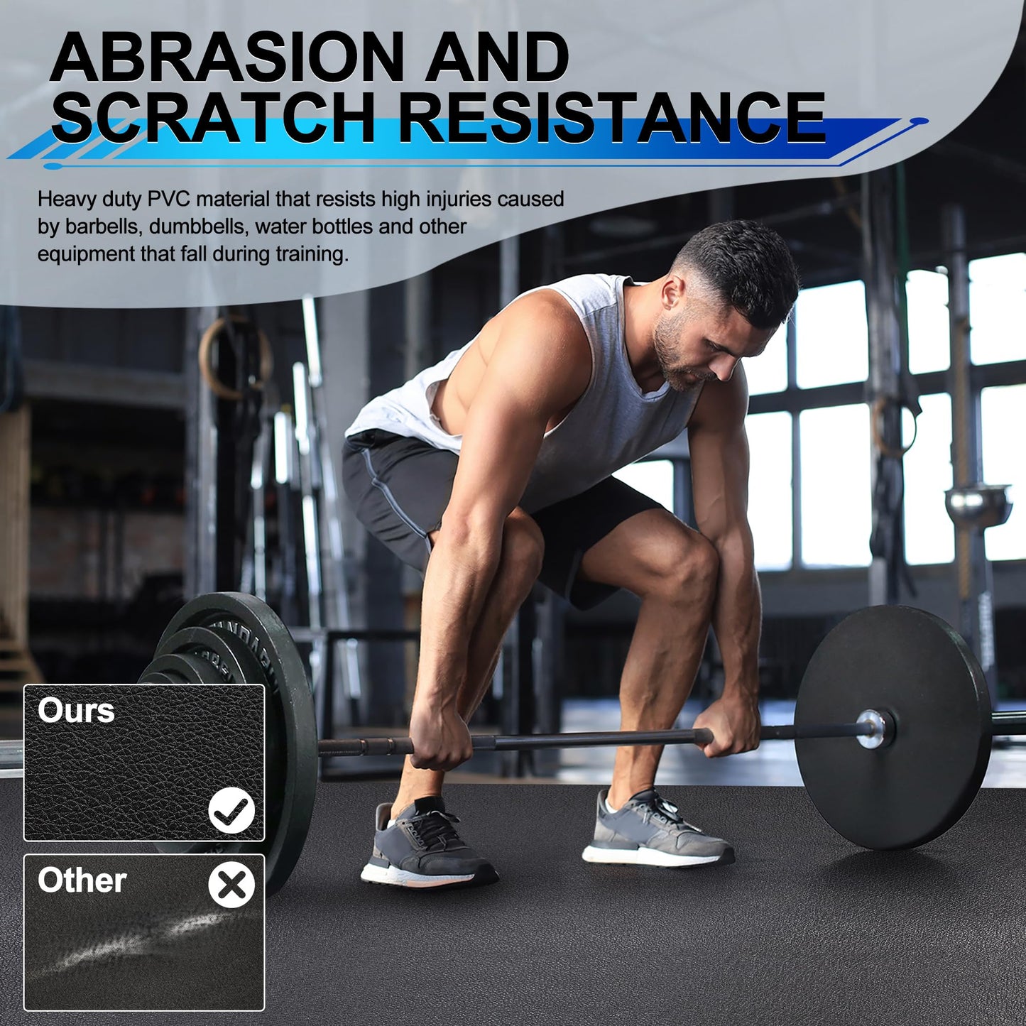 BesWin Large Exercise Mat 8' x 4'(6mm), Extra Thick Workout Mats for Home Gym Flooring, High Density Non-Slip Gym Mats Fitness Mat for Cardio, Weights, Jump Rope, Fitness - Use With or Without Shoes