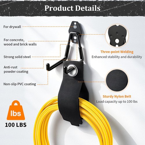 Housolution Steel Garage Hooks - Heavy Duty Wall Mount Organizer for Bikes, Tools & Ladders - 30 Pack, Black