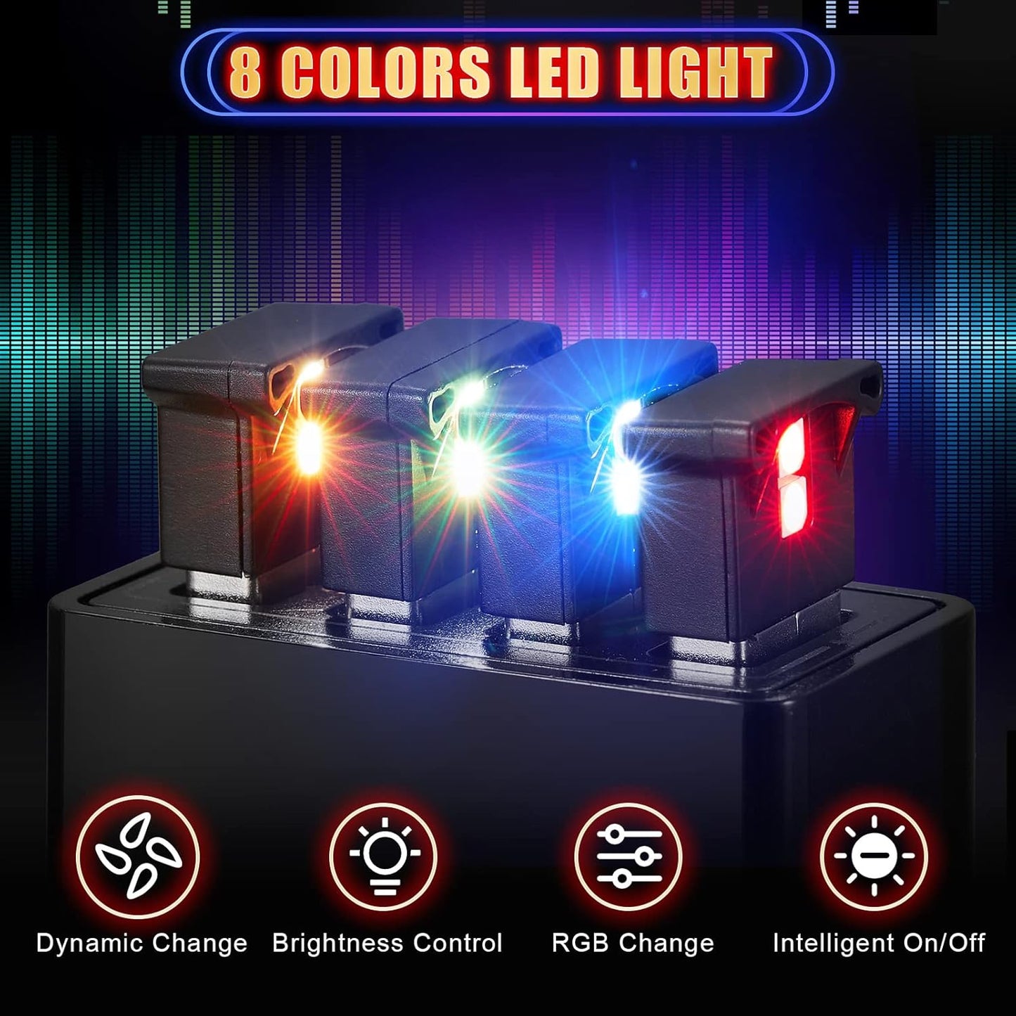 4 5v 8 Frienda Pieces Mini USB LED Light, Car LED Interior Lighting Smart USB Atmosphere Light, Laptop Keyboard Office