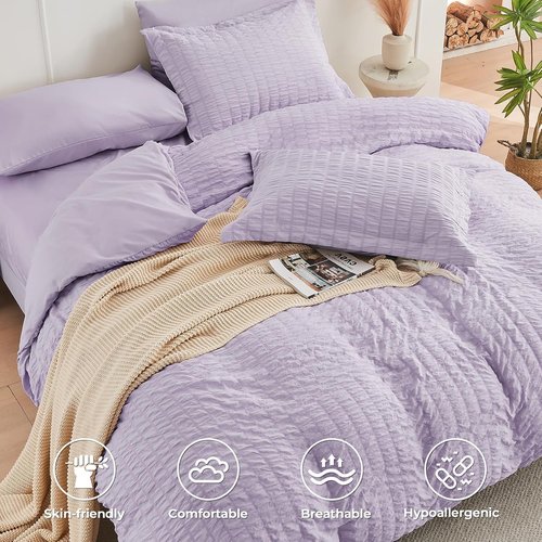 HYMOKEGE Lavender Twin Comforter Set - 5-Piece All-Season Luxury Bedding in a Bag