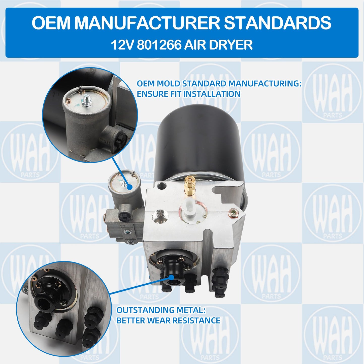 Wahparts 12V 801266 Air Dryer Compatible with Volvo Freightliner Kenworth Peterbilt 5015534 5015533 5010696X