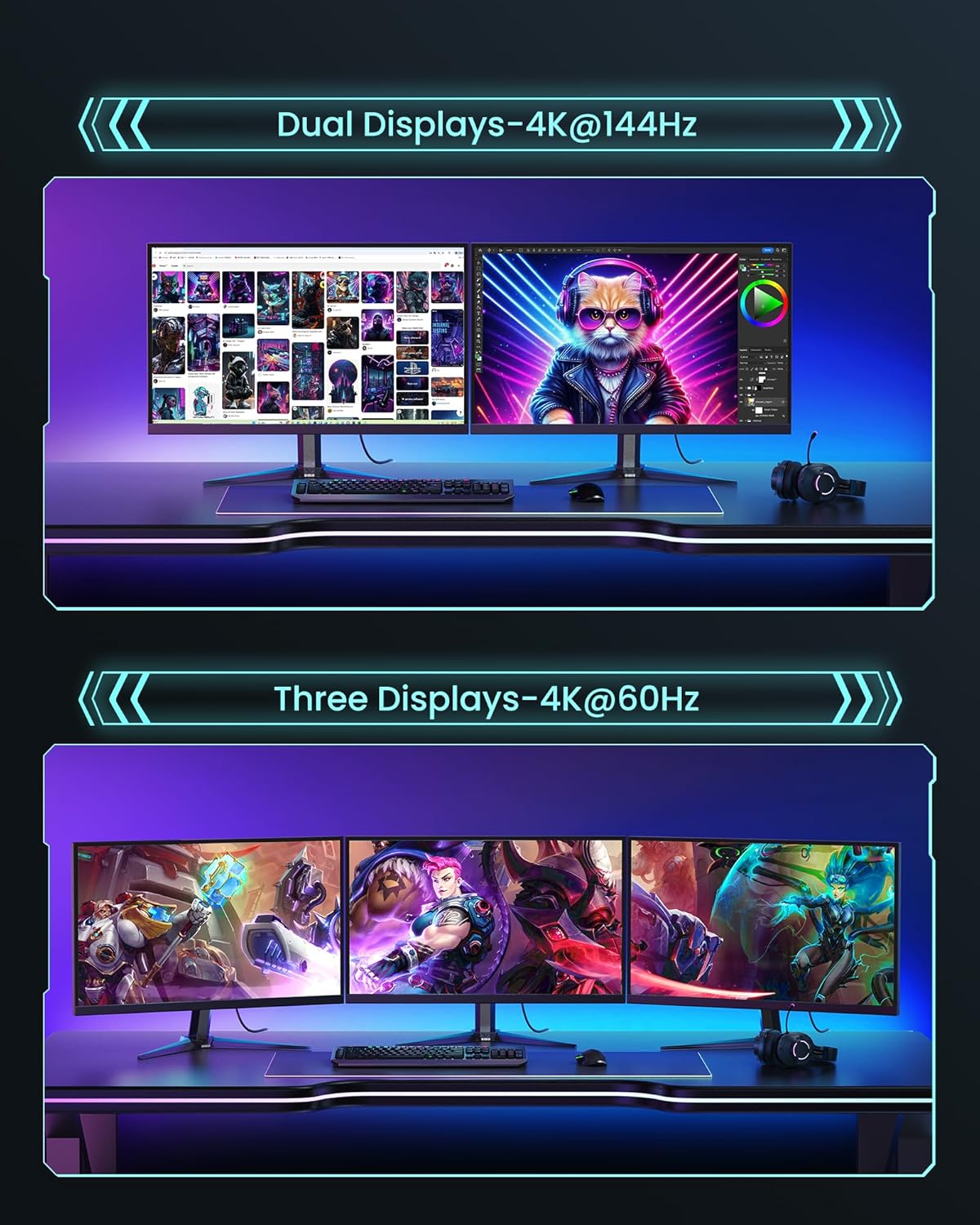 54Gbps 2.1 2.1 10FT [16K@30Hz, 10K@60Hz, 8K@120Hz, 4K@240Hz 165Hz 144Hz] HDR10 1.2a, Silkland VESA Certified