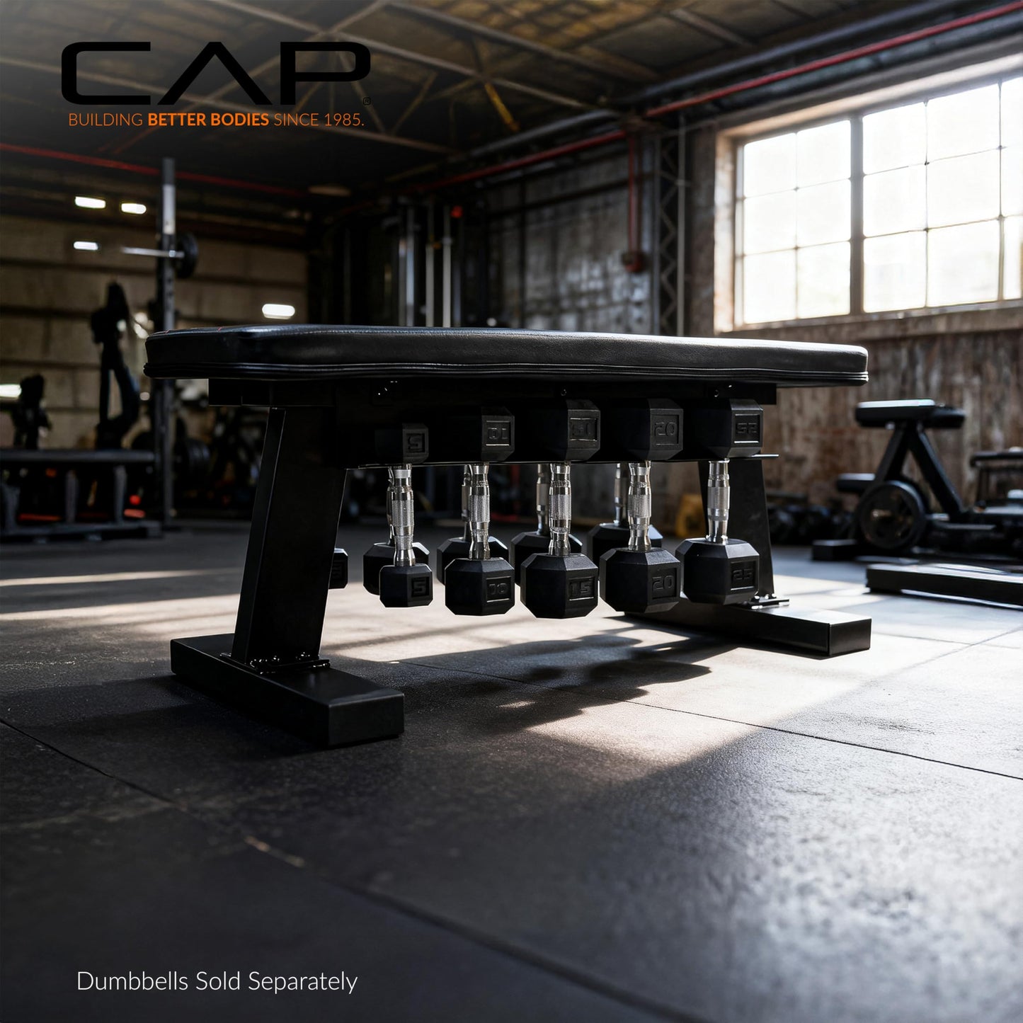 CAP Barbell Flat Weight Bench with Dumbbell Storage – Home Gym Bench for Strength Training, Dumbbell Workouts & Space-Saving Organization