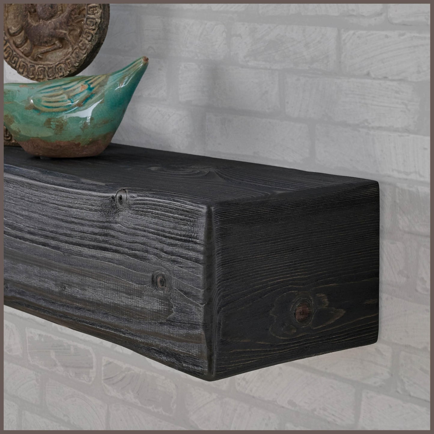 Adorwood Handmade Fireplace Mantel Shelf, Extra Wide Rustic Wood Mantles for Over Fireplace, Wall Mounted Floating Mantel Shelves for Living Room Decor (Ebony, 72 inches)