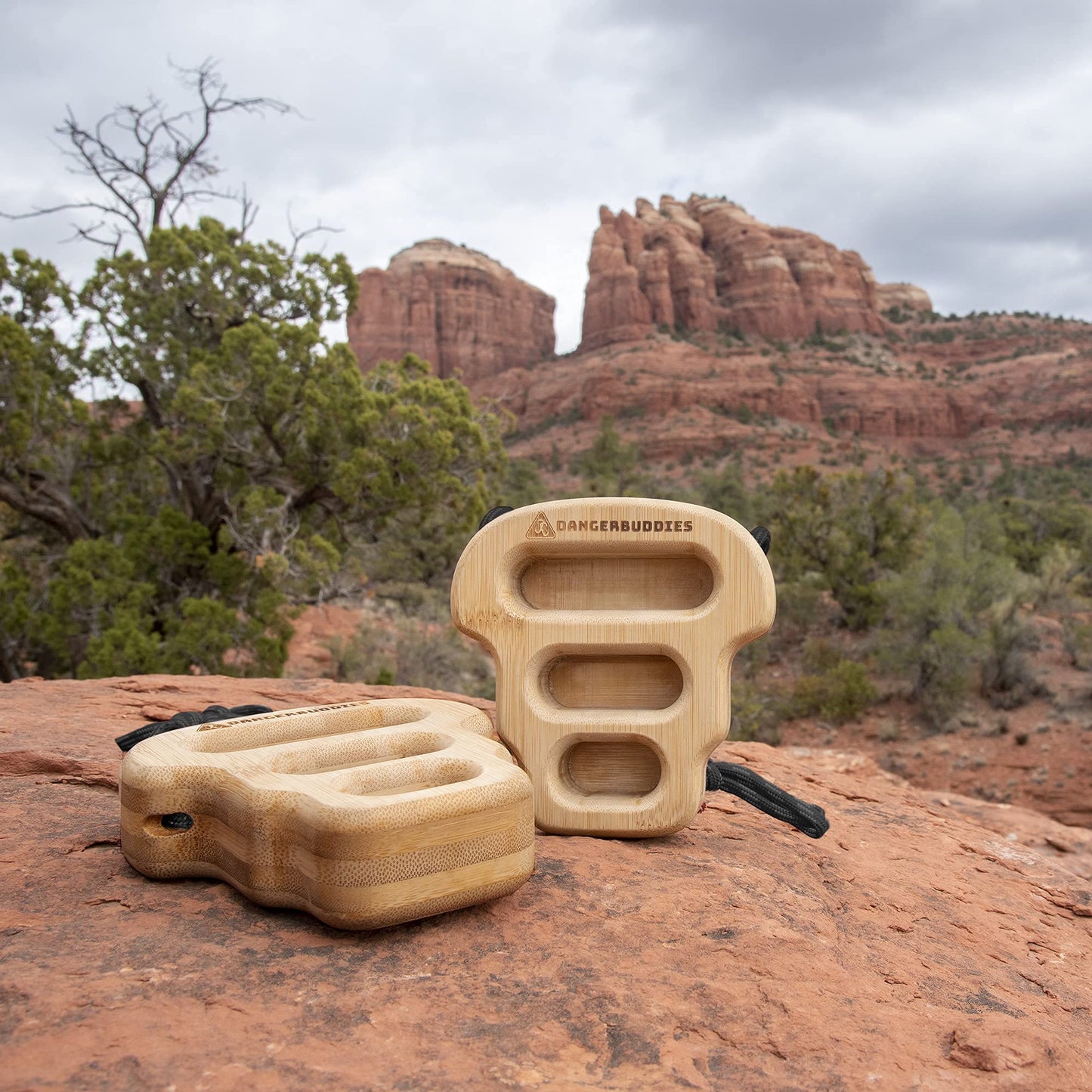 Danger Buddies Eco-Strong Bamboo Hangboards – Portable Wood Rock Climbing Rock Ring Fingerboards