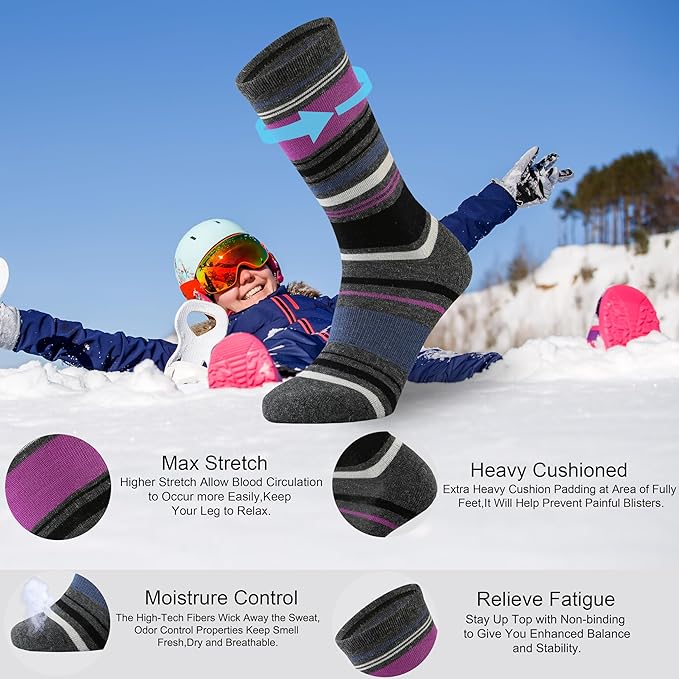 Ortis Ladies' Merino Wool Cushion Crew Socks for Women Outdoor Hiking Hike Trail Lightweight Gifts