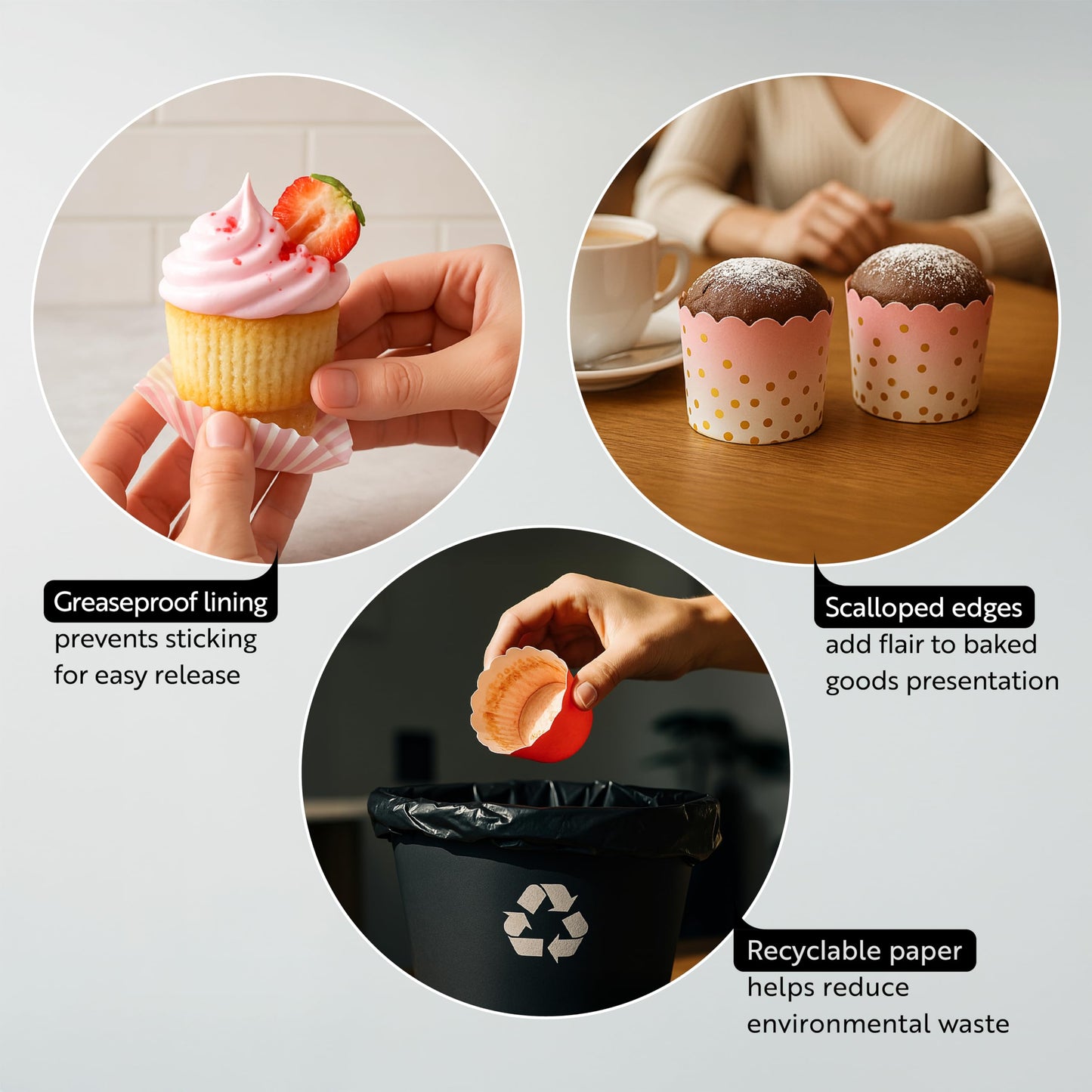 Restaurantware Panificio 4.5 Ounce Baking Cups 500 Disposable Paper Baking Cups - Greaseproof Oven-Ready Pink Paper Muffin Liners Microwavable Polka Dot Print