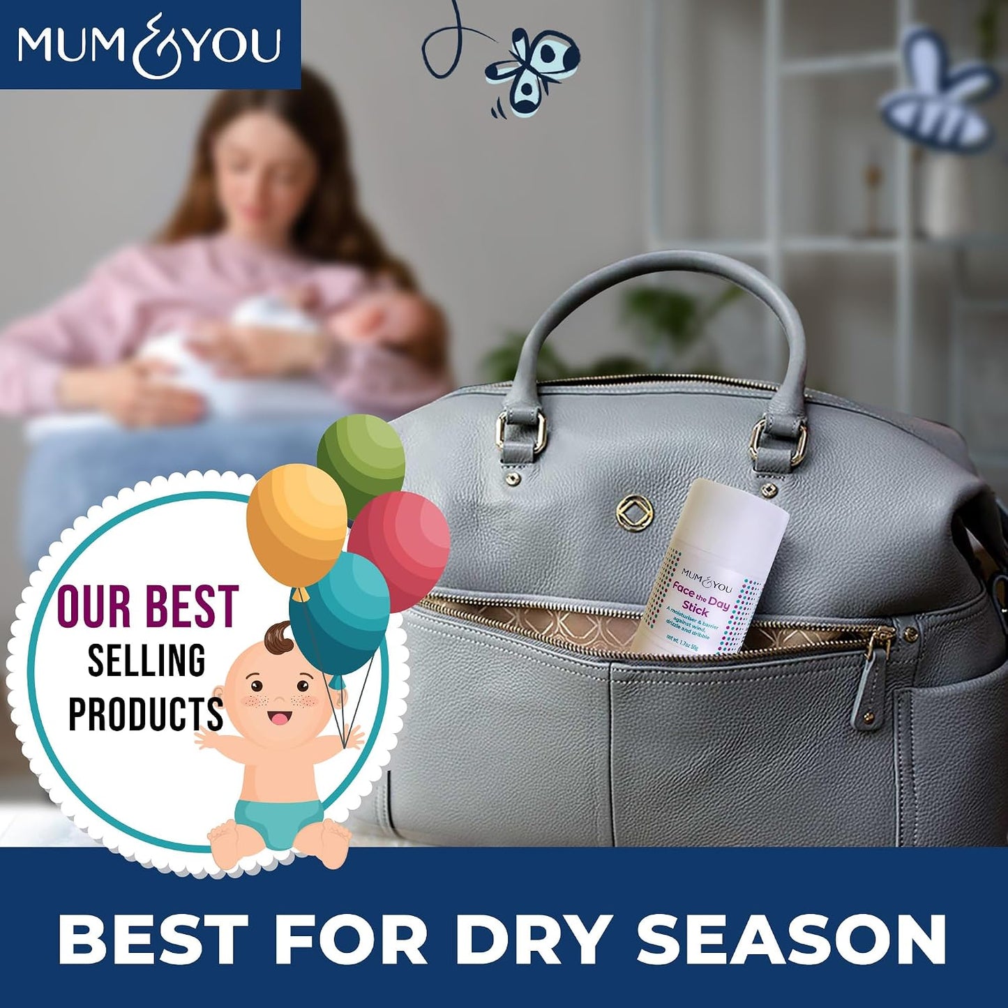 Mum & You Baby Face The Day Stick with Sunflower & Coconut Oils, Beeswax & Shea Butter for Natural Skincare. Protect