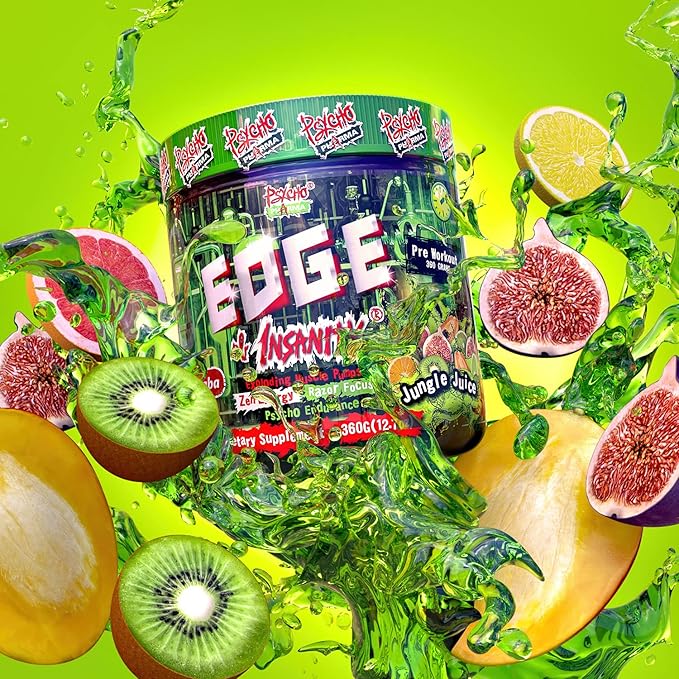 Psycho Pharma Strongest High Stim Preworkout Powder - Edge of Insanity - Most Intense Pre Workout Supplement for Pumps, Strength, Energy and Feel Good Focus. Rivals Famous PWOs of The Past