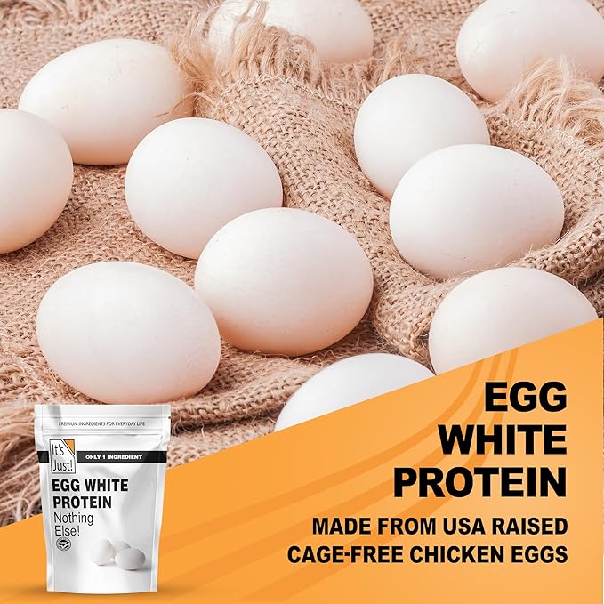 It's Just! - Egg White Protein Powder, Made in USA, Dried Egg Whites (Unflavored, 3lb)