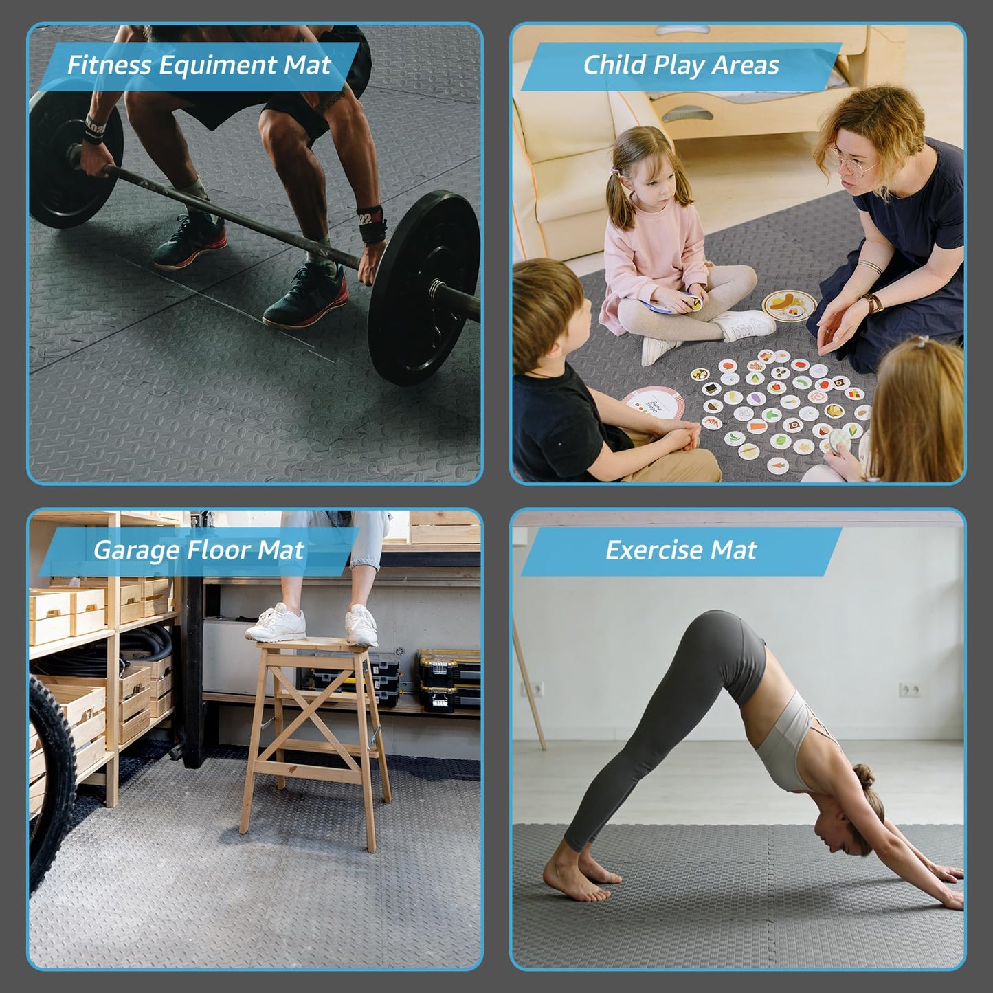 Art3d Eva Puzzle Exercise Mats, 24"x24" x 1/2” Thick Foam Interlocking Tiles for Gyms, Flooring, Workout, Gym Equipments, Pack of 6