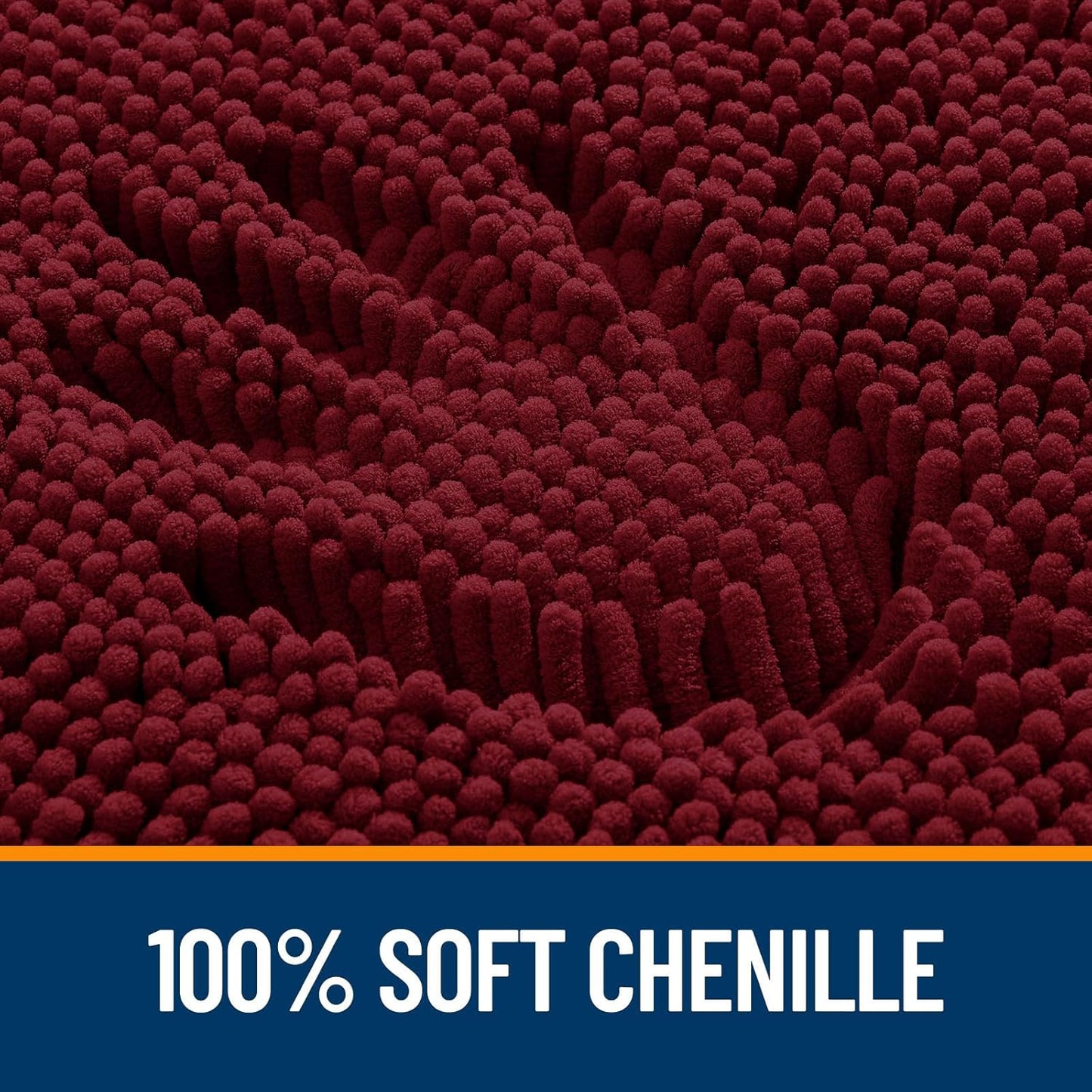 OLANLY Bathroom Runner Rugs - Soft Absorbent Chenille Bath Mats | Quick Dry, Machine Washable, 59x20, Burgundy