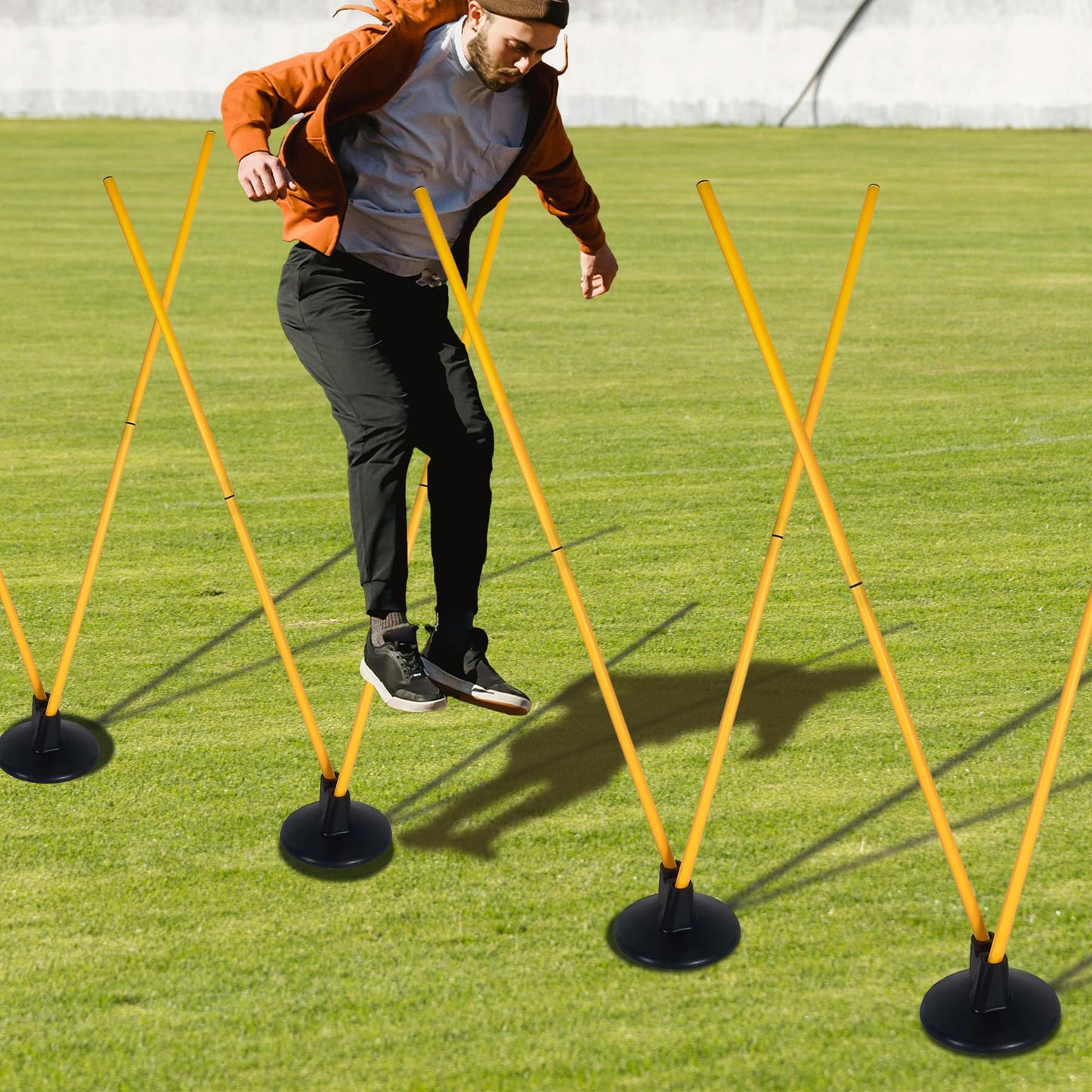 Voodans Soccer Agility Poles Set with Base, Speed and Agility Training Equipment Football Outdoor Sports Equipment for Practice Drill (Pack of 6)