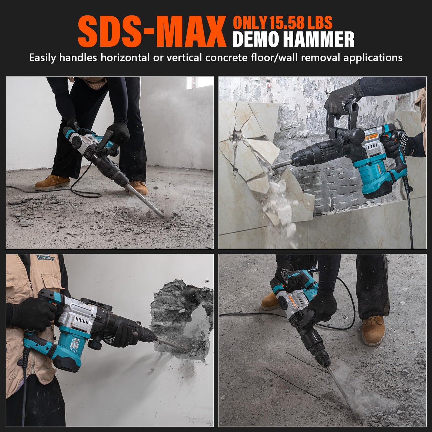 Berserker 16-Pound SDS-Max Demolition Jack Hammer with 6 x 15 In. SDS Max Wide Scaling Chisel
