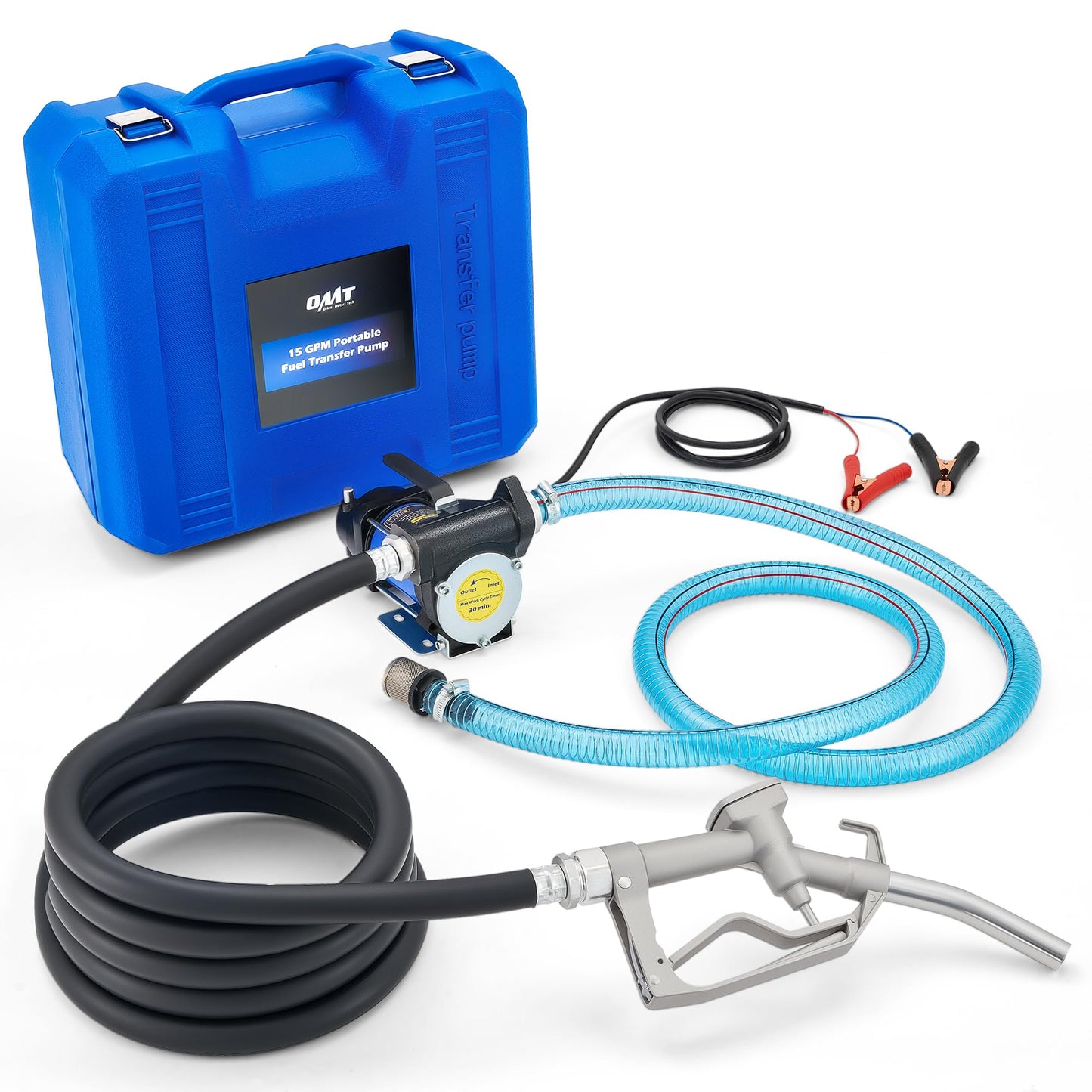 Orion Motor Tech 12V Gasoline Transfer Pump Kit, 15gpm Electric Fuel Transfer Pump with Aluminum Nozzle Carry Case for Diesel Kerosene Light Fuels, Automatic Oil Transfer Pump with Overheat Protection