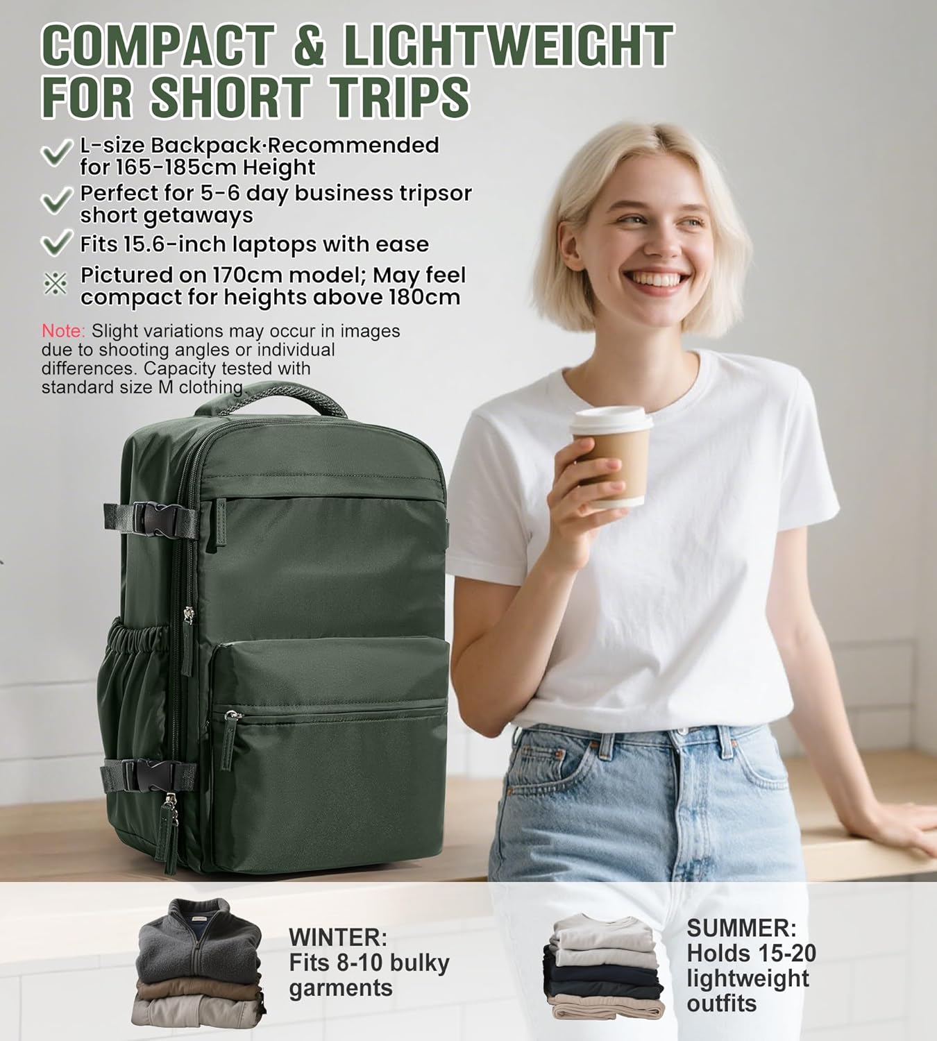 Backpack Backpacks 18x14x8 inches Daypack,BrownGreen BOXSAM Large Vacuum Travel with Pump for Women, Personal Item