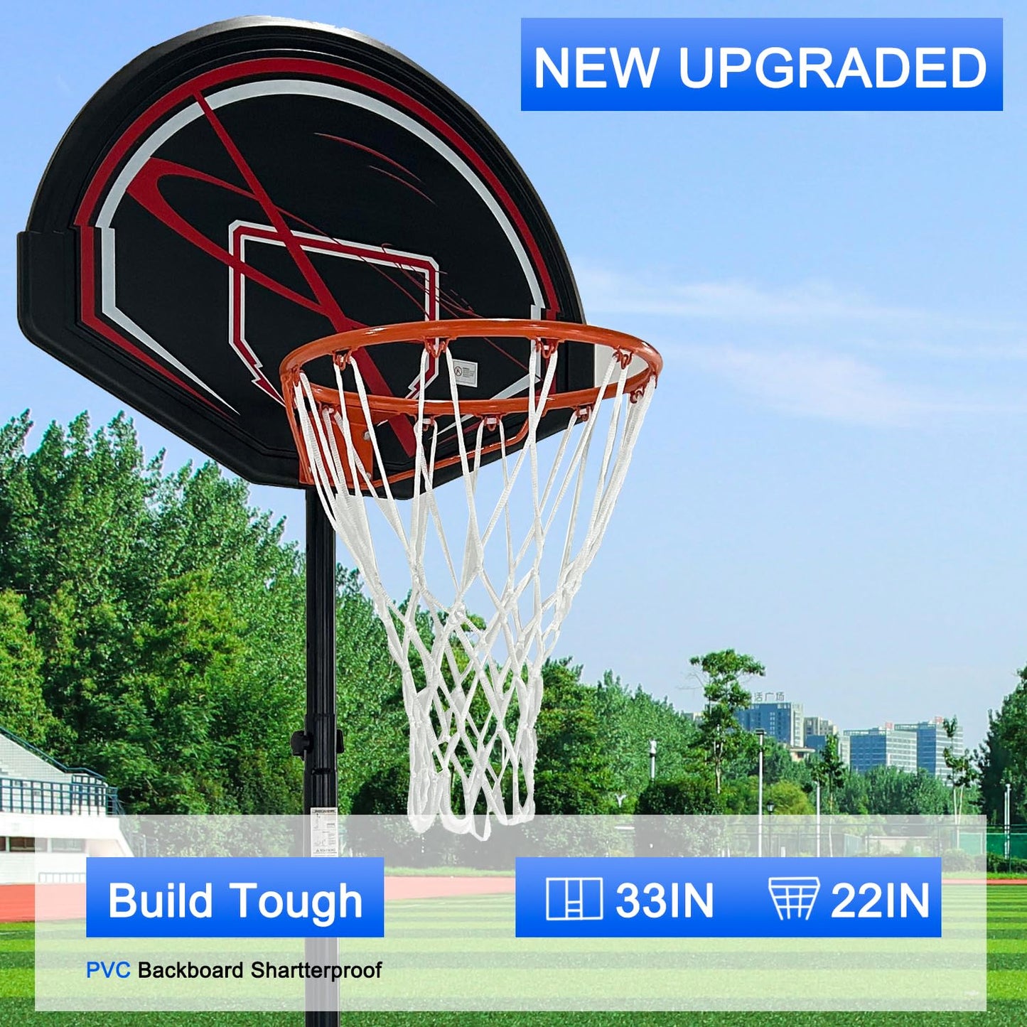 Portable Height-Adjustable Basketball Hoop System, Outdoor/Indoor Use for Backyard, Driveway, Court