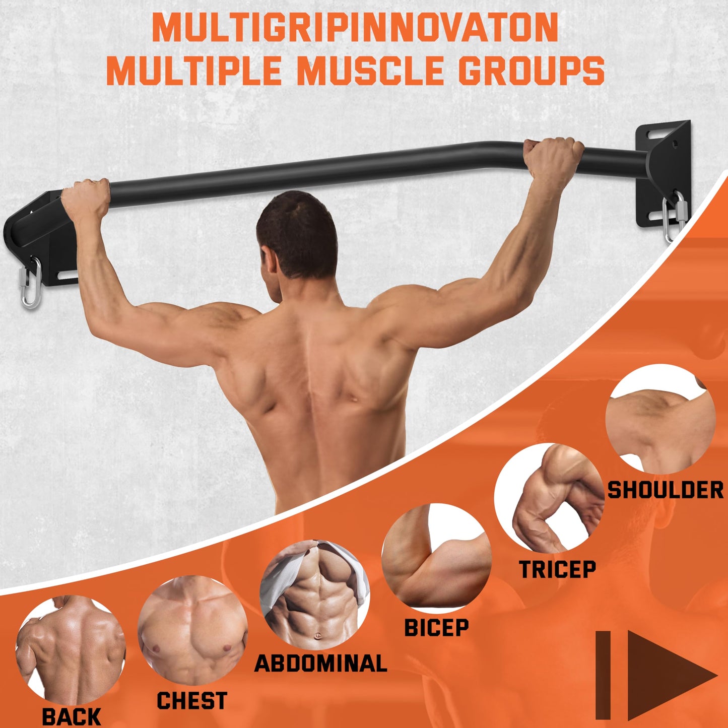 HWOOUSA Pull Up Bar Wall Mounted-Heavy Duty Joist Mounted Pull Up Bar-Premium Strength Training Pull-Up Bars-Fast and Easy Installation for Home and Garage Use,Supports up to 600 Lbs