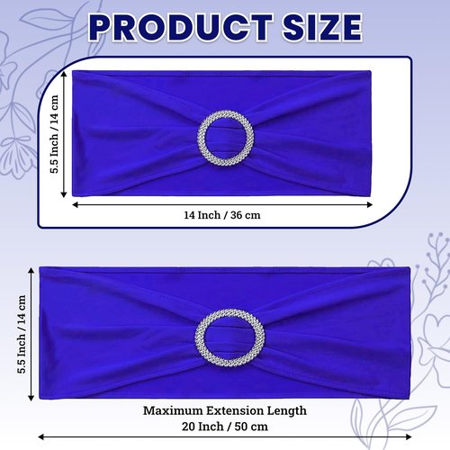 MDS Premium Spandex Chair Sashes - Stretch Covers with Buckle Slider | Pack of 100 - Royal Blue