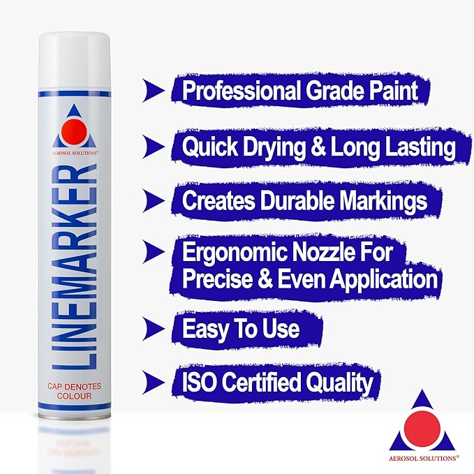Line Marker, Grass and Road Spray Paint, Athletic Field Striping Paint Spray -White 26 Fl Oz (Pack of 6)