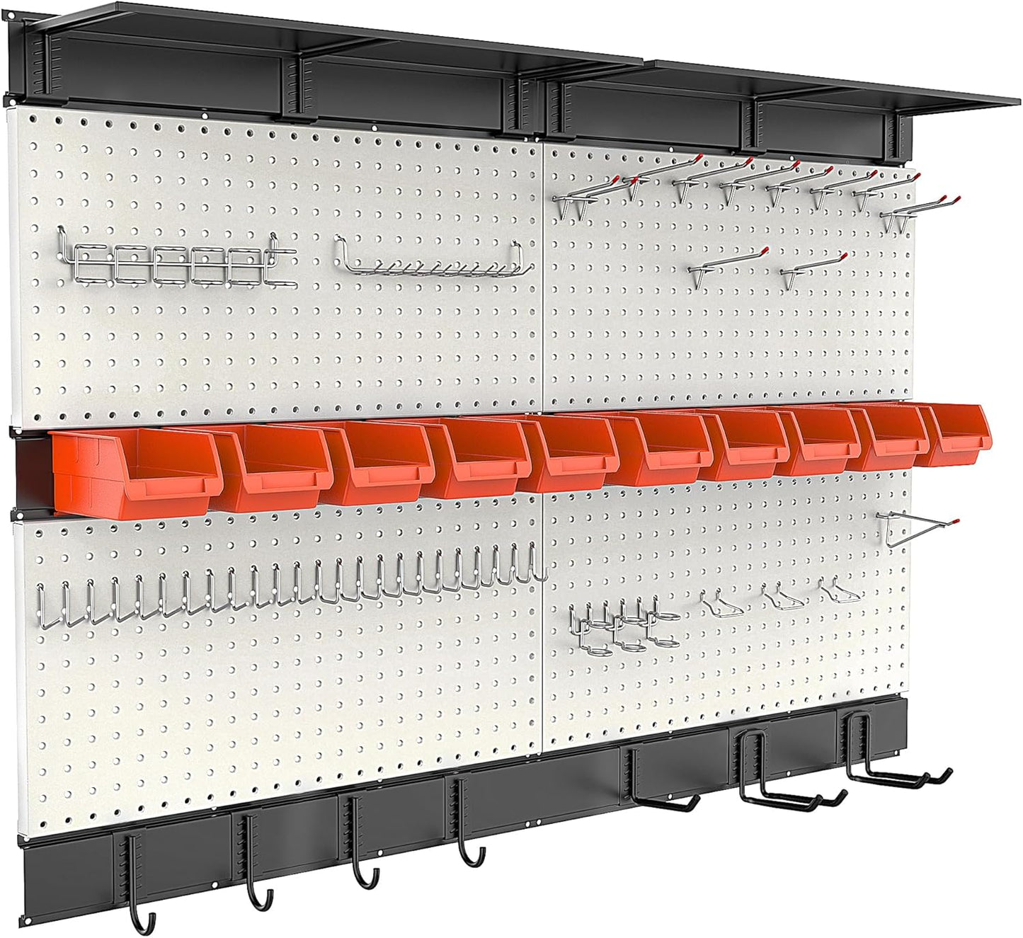 Ultrawall Pegboard Wall Organizer - 48 X 36 Inch Garage Storage Solution with 72 Hooks & Bins