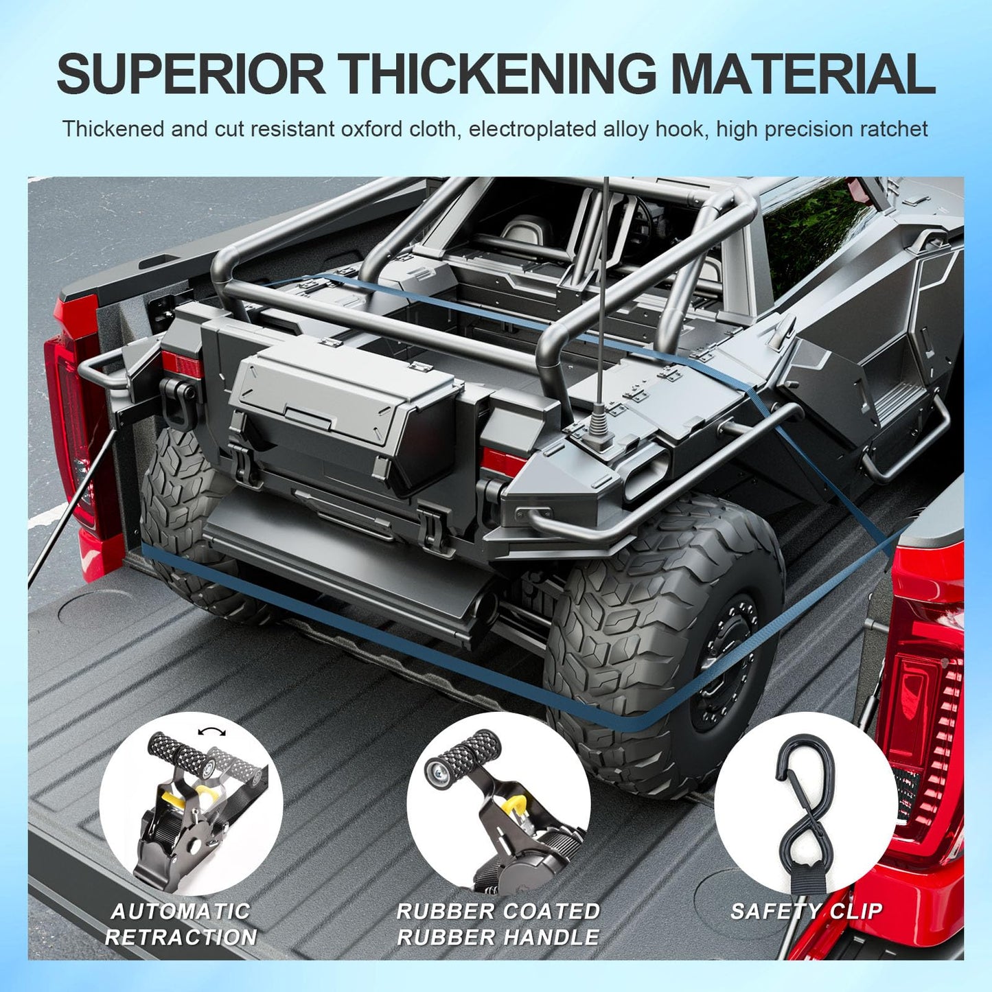 SZYANG Retractable Ratchet Straps Compatible with 2019-2026 Chevy Silverado GMC Sierra 1500 Tailgate Extender Replacement for 2019-2026 Chevy Silverado Accessories
