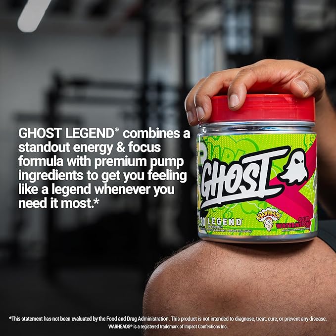 GHOST Legend Pre-Workout Powder, Warheads Sour Watermelon - 30 Servings ??Pre-Workout for Men & Women with Choline, L-Citrulline, & Beta Alanine for Energy & Focus