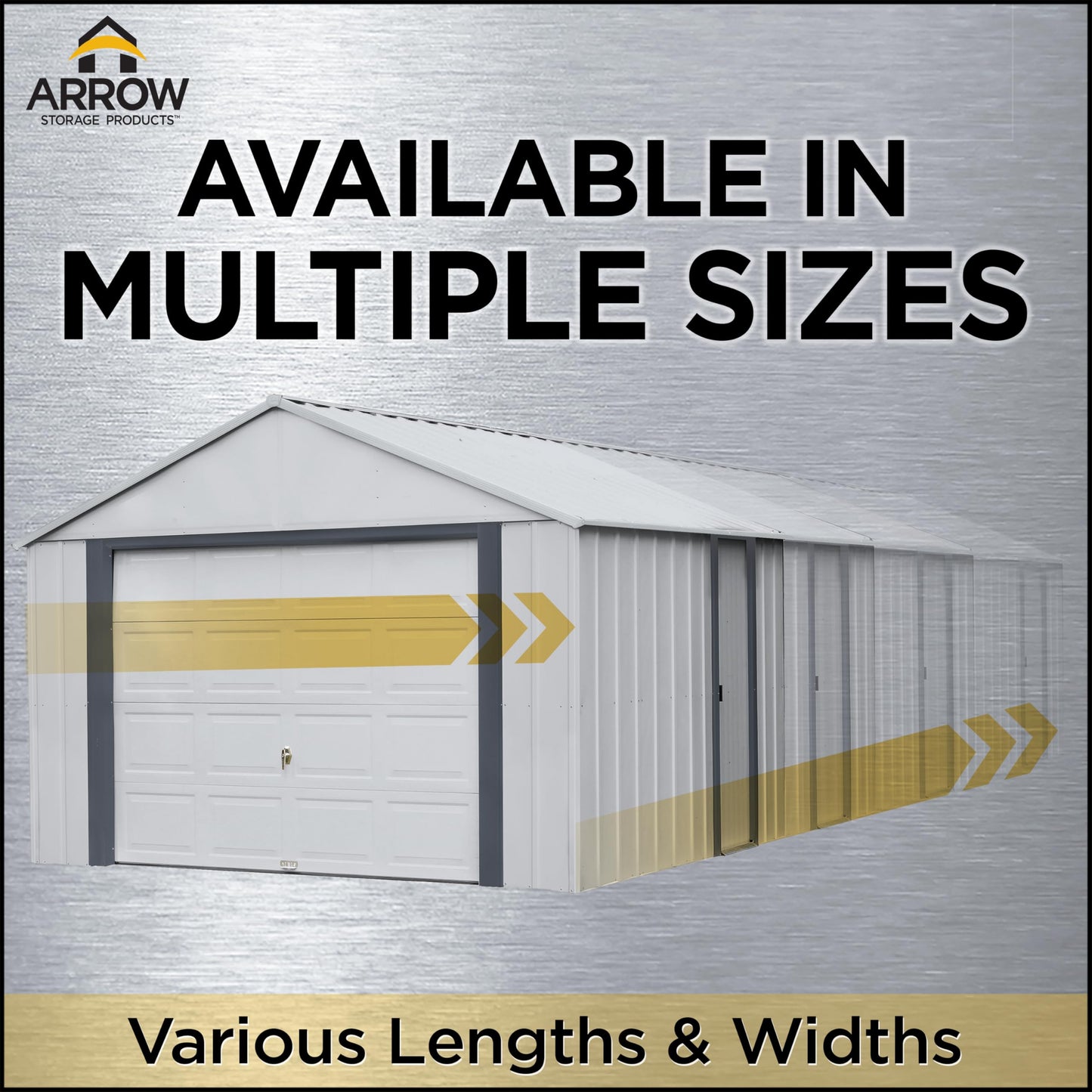Arrow Shed 14' x 31' Murryhill Garage Galvanized Steel Extra Tall Walls Prefabricated Shed Storage Building, 14' x 31', Flute Gray