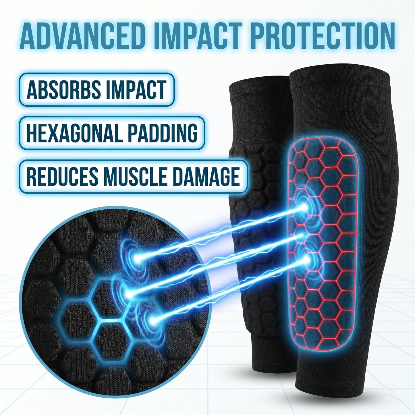 Soccer Shin Guards Shin Pads for Kids Youth Adult, Ski Shin Guards Calf Compression Sleeve with Honeycomb Pads, Lightweight Calf Protective Gear for Football Soccer (Black, Small)