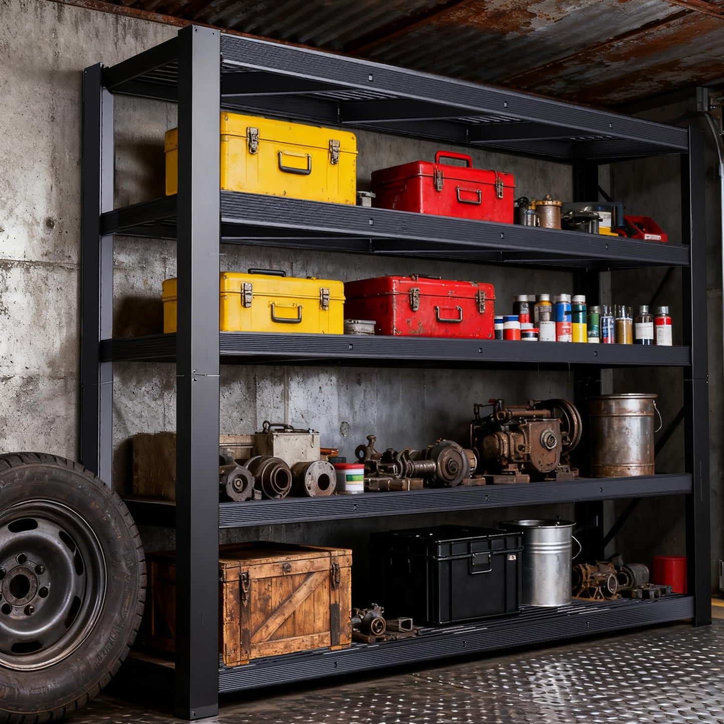 ZEUKMXOO Storage Shelves Heavy Duty Metal Shelving 84" H, Adjustable Garage Shelves, Metal Storage Shelves for Garage, Basement, Warehouse, Workshop,24" D x 55" W x 84" H, 3050 lbs