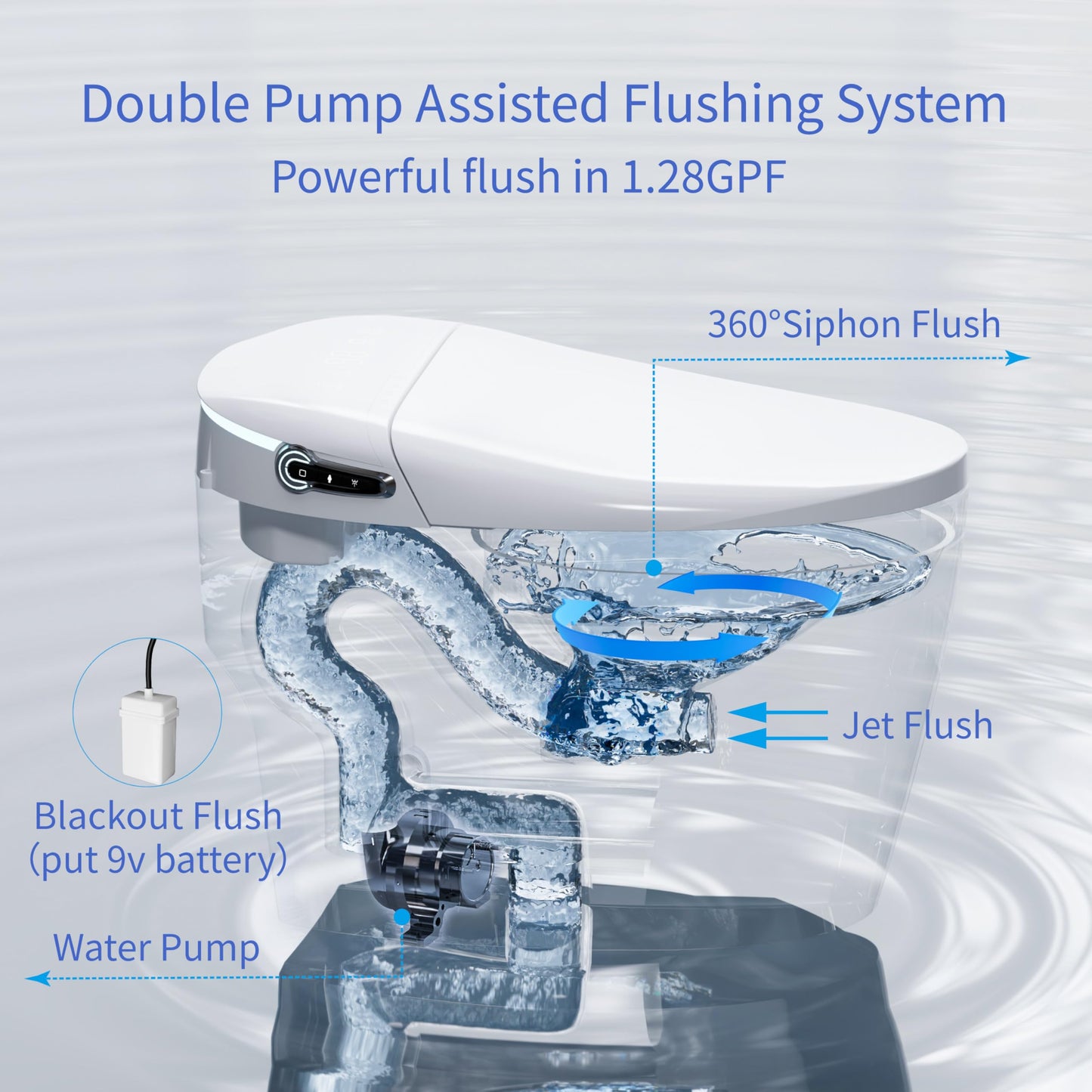 Bybarenova Smart Toilet with Bidet Built in, Tankless Elongated Smart Toilet, Auto Flush, Warm Water and Dryer, Soft Close Heated Seat, Digital Display, 12'' Rough-in