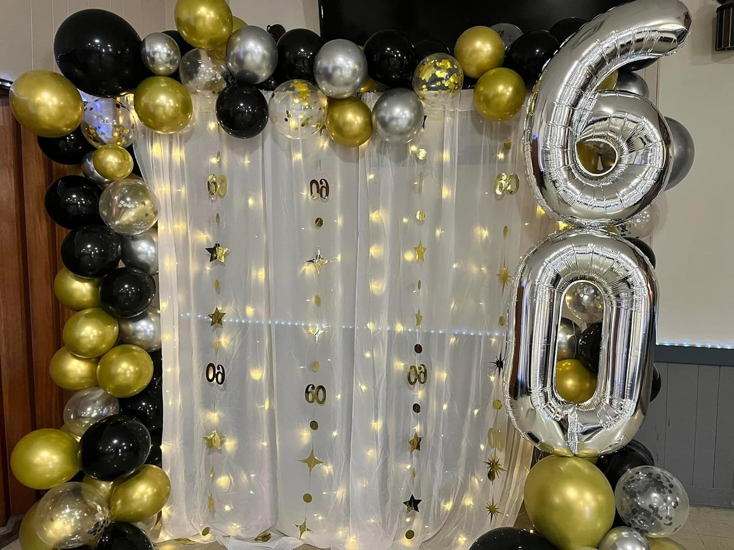 Silver Number 60 Balloon - 40 Inch Metallic 60th Birthday Decoration for Men & Women