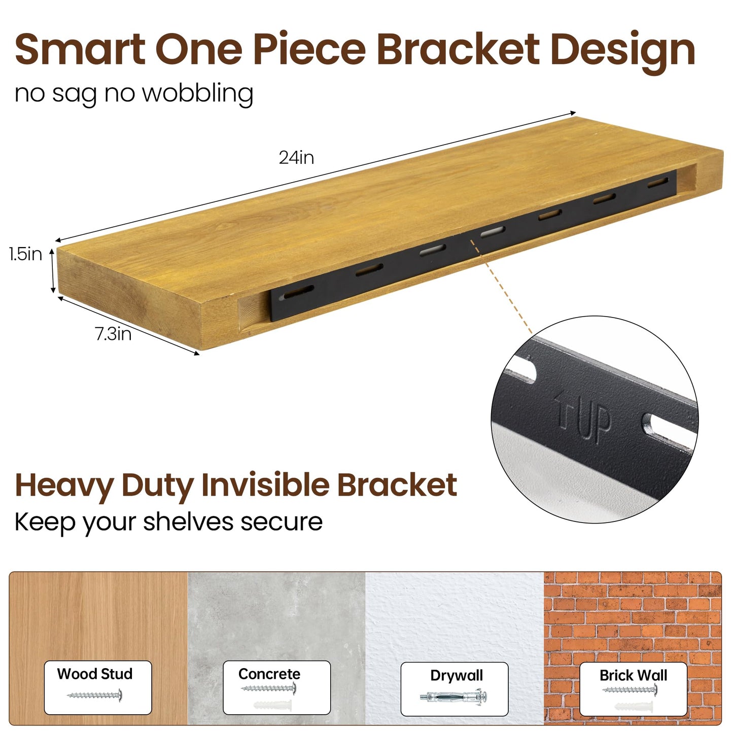 Axeman 30 Inch Rustic Wooden Floating Shelves for Wall|Solid Reclaimed Wood Wall Mounted Shelves with Invisible Brackets for Books Bathroom Kitchen Storage|8 Inch Deep|2 Pack, Natural