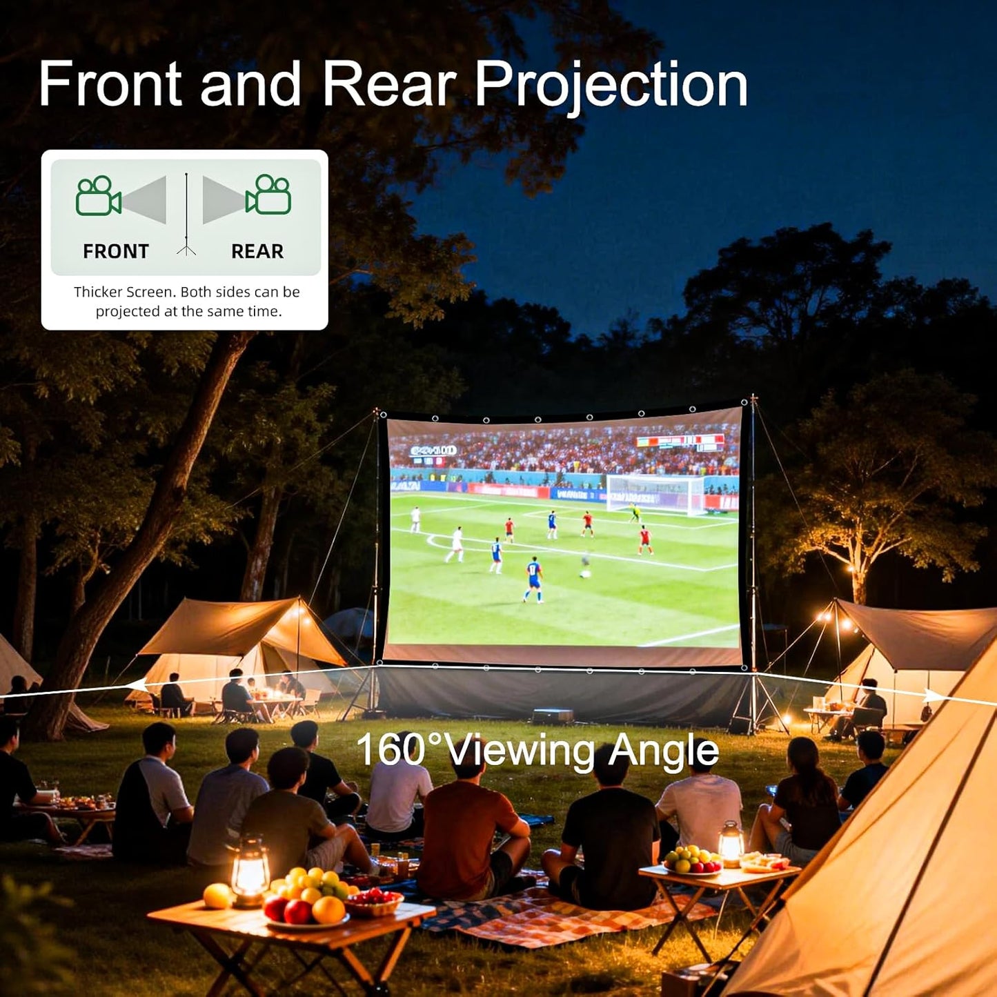 Ximaoy 72 inchPortable 16:9 Projector Screen Movie Projector Screen HD Indoor Outdoor Double Sided Rear Projection