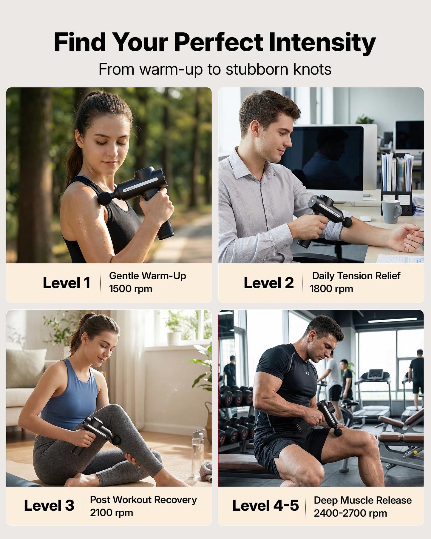 MERACH Pro-Grade Massage Gun, Quiet Massage Gun Deep Tissues, 12MM Percussion Massager Tools for Muscles Shoulders Legs Body Pain Relief, Handheld Massager with 6 Heads & 5 Speeds, Gift for Him