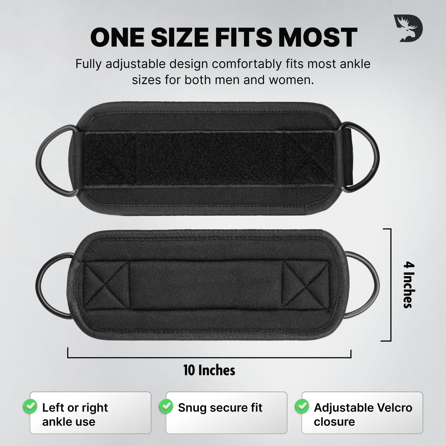 DMoose Ankle Strap for Cable Machine Attachments - Gym Ankle Cuff for Kickbacks, Glute Workouts, Leg Extensions, Curls, Booty Hip Abductors Exercise for Men Women