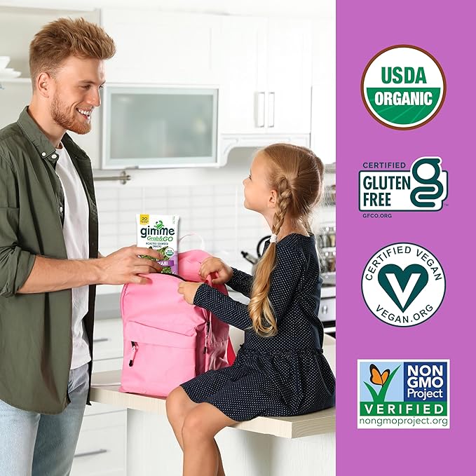 Gimme Seaweed Grab & Go Organic Premium Roasted Seaweed Snacks, Teriyaki, 5 Count Trayless, Keto, Vegan, Gluten-Free, Source of Omega3s and Iodine, Healthy On-The-Go Snack for Kids and Adults