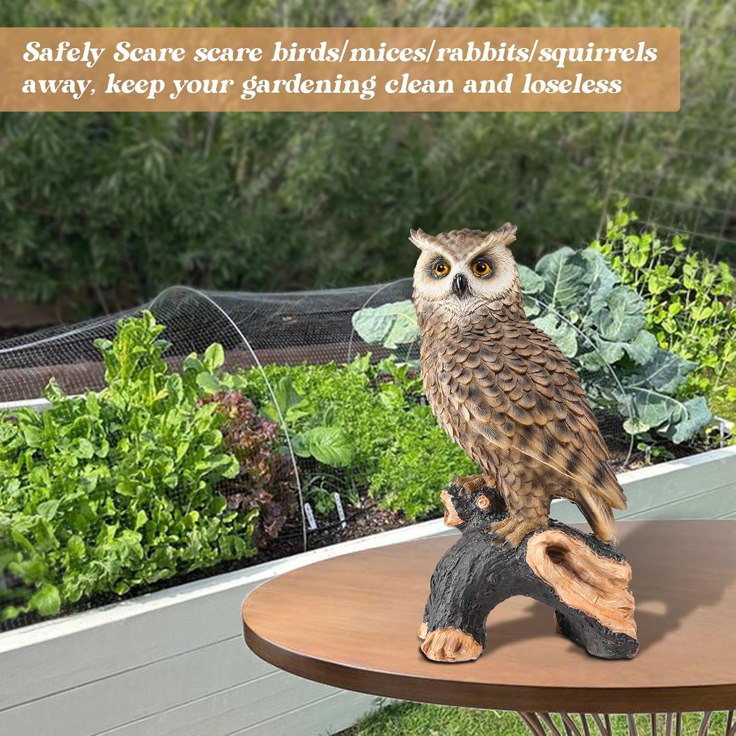 Skiennix Owl Garden Statue - Perching Forest Owl Resin Figurine for Indoor & Outdoor Decor | Yard & Patio Accent