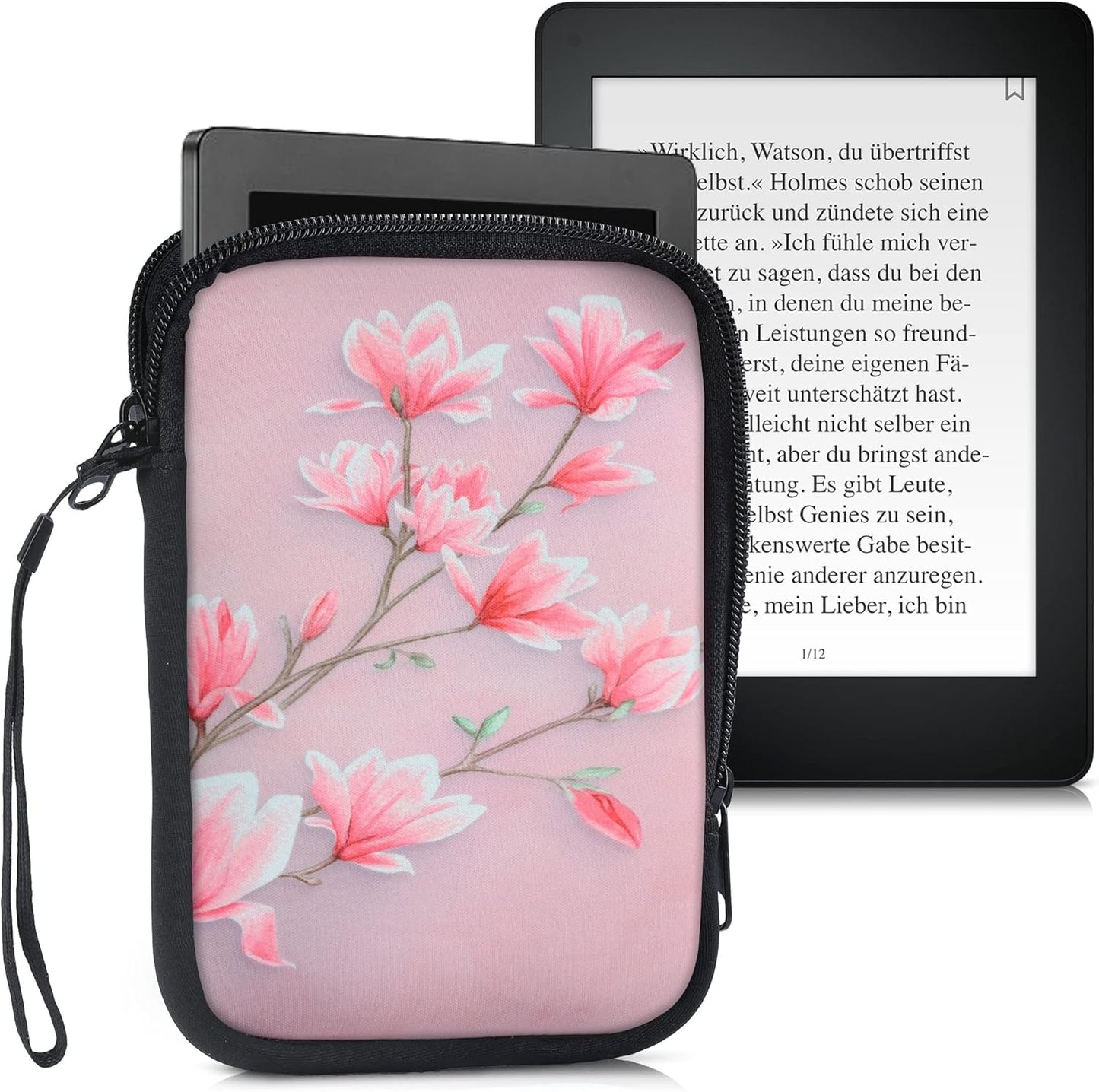 kwmobile 6" Neoprene e-Reader Pouch Size eReader - Universal eBook Sleeve Case with Zipper, Wrist Strap