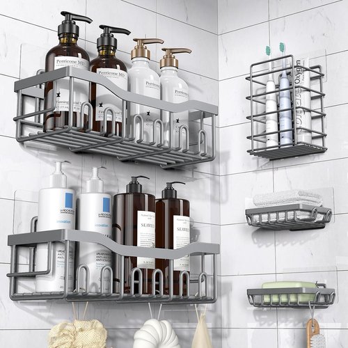 EUDELE Rustproof Stainless Steel Shower Caddy - No Drill Adhesive Organizer with Large Capacity | XL Size for Bathroom & Kitchen Storage