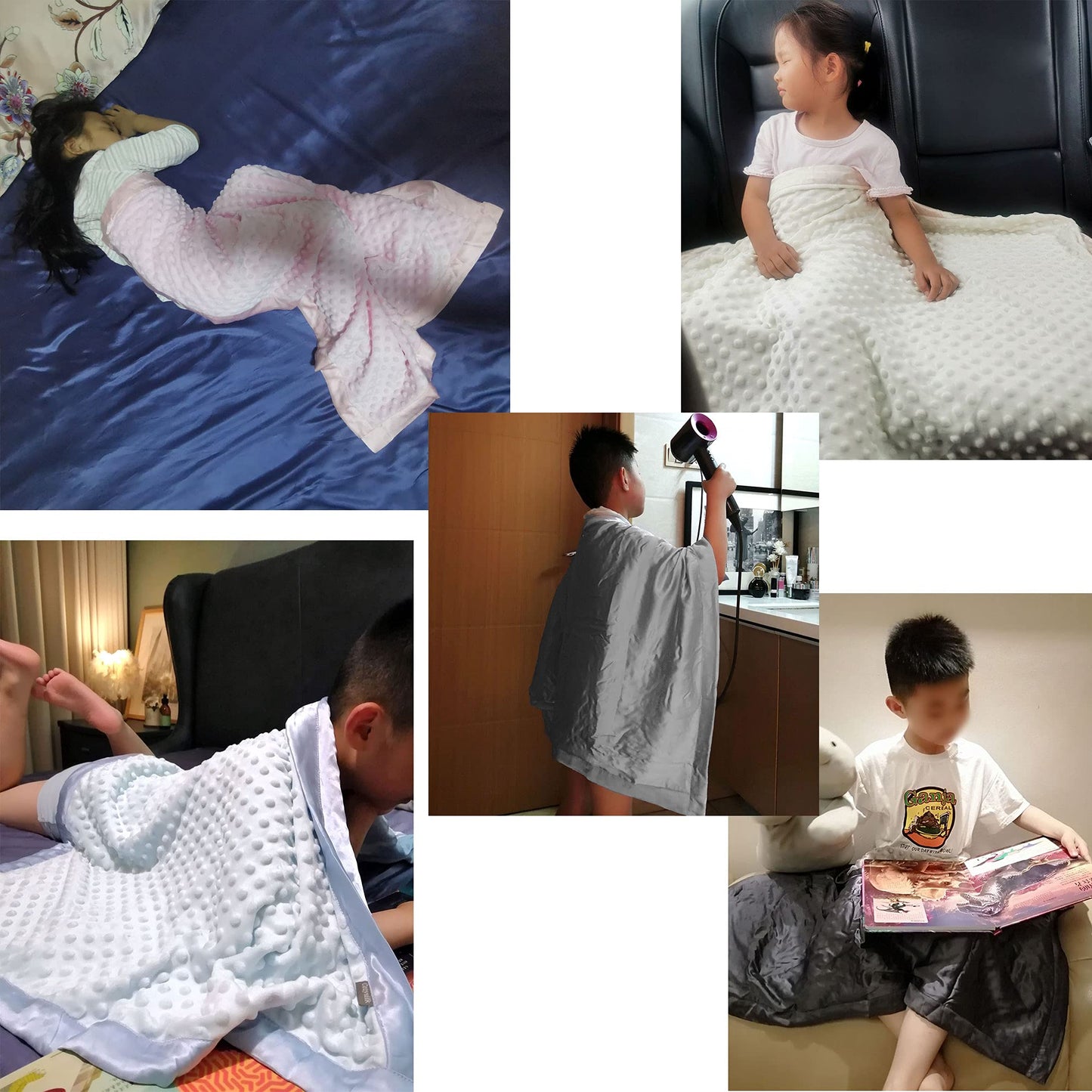 Cozysilk Baby Soft Silk Blanket - 100% Mulberry Silk On One Layer with Minky Plush Dot Blanket Backing - Reversible Double Layer, Gift for Girls/Boys Best for Summer (28 x 40 inch, Grey Blue)