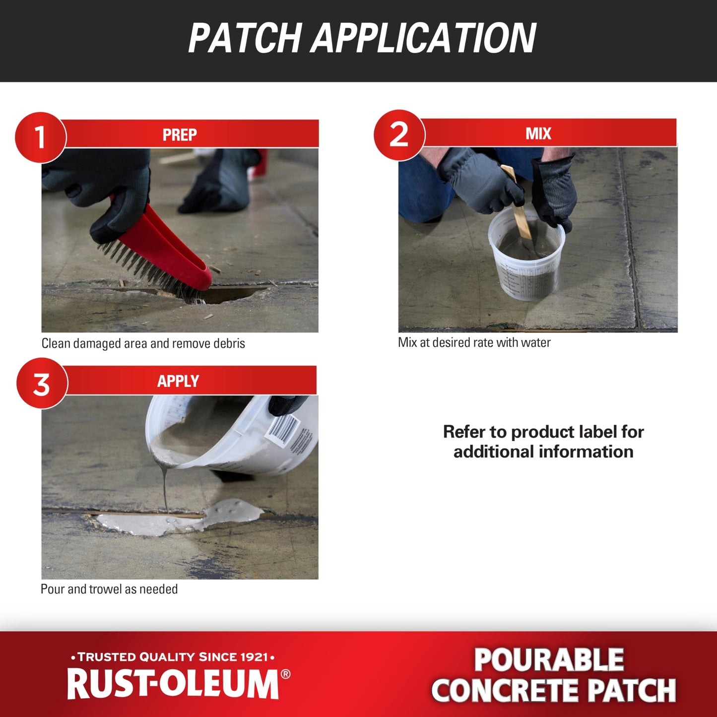 Rust-Oleum 369667 Pourable Concrete Patch, 5 lb Pail, White