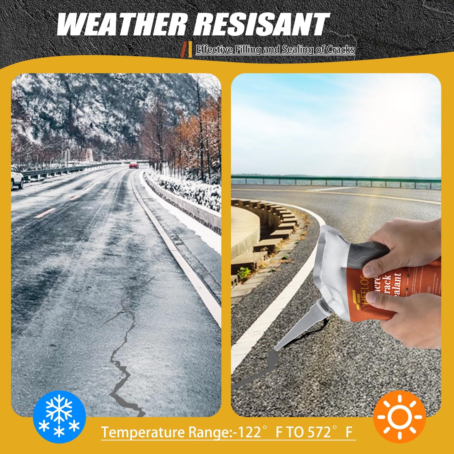 Concrete Crack Filler, 9Packs Premium Concrete Crack Sealant, Weather-Resistant Caulking Glue,Quick-Drying & Waterproof Repair Adhesive for Slabs, Driveways, Sidewalks (Grey)