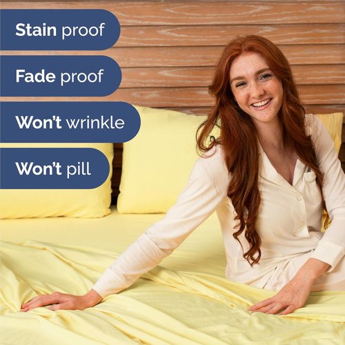 Hotel Luxury Twin XL Sheet Set by [Brand Name] - Comfy, Breathable & Cooling - Ultra-Soft, Deep Pockets - Yellow