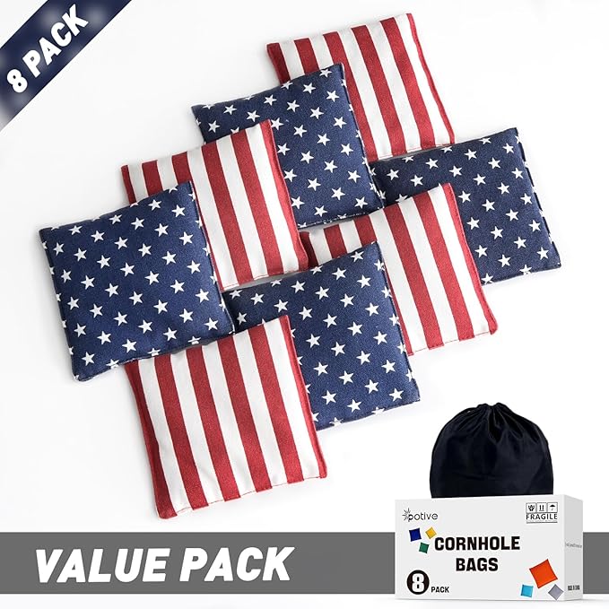 Cornhole Bags Set of 8 Regulation Corn Hole Bean Bags for Cornhole Game, Professional Weather Resistant Corn Hole Bags with Tote Bag